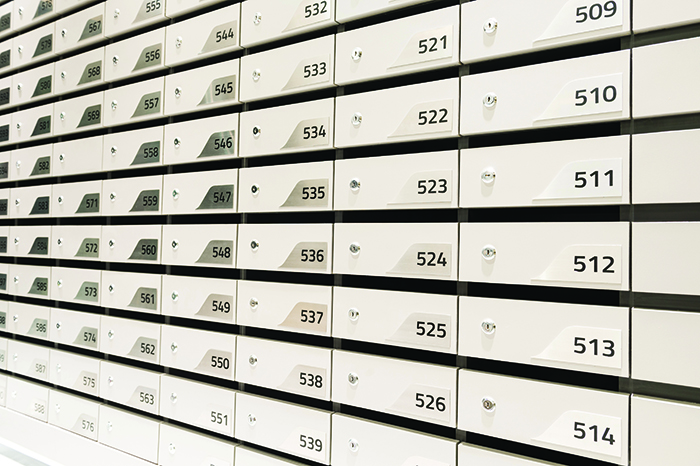 Multiple indoor post boxes for flats